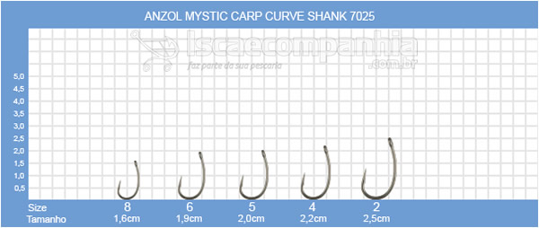 ANZOL VMC MYSTIC CURVE SHANK 7025NT - C/ 10 UN