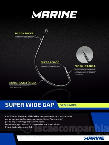 Anzol Marine Sports Super Wide Gap N 2/0 - Sem Farpa