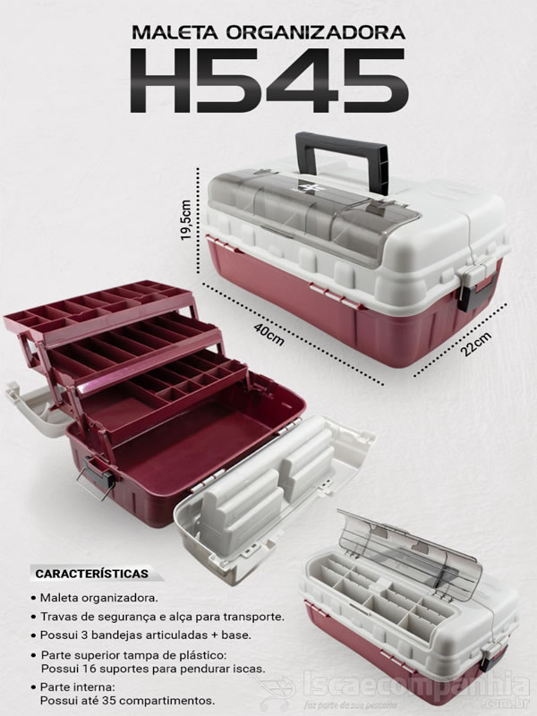 Caixa Albatroz H545 - Tipo Maleta C/ 3 Bandejas