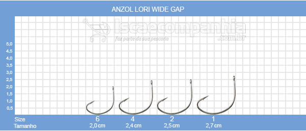 Anzol Lori Wide Gap Nickel - C/ 25 Unidades